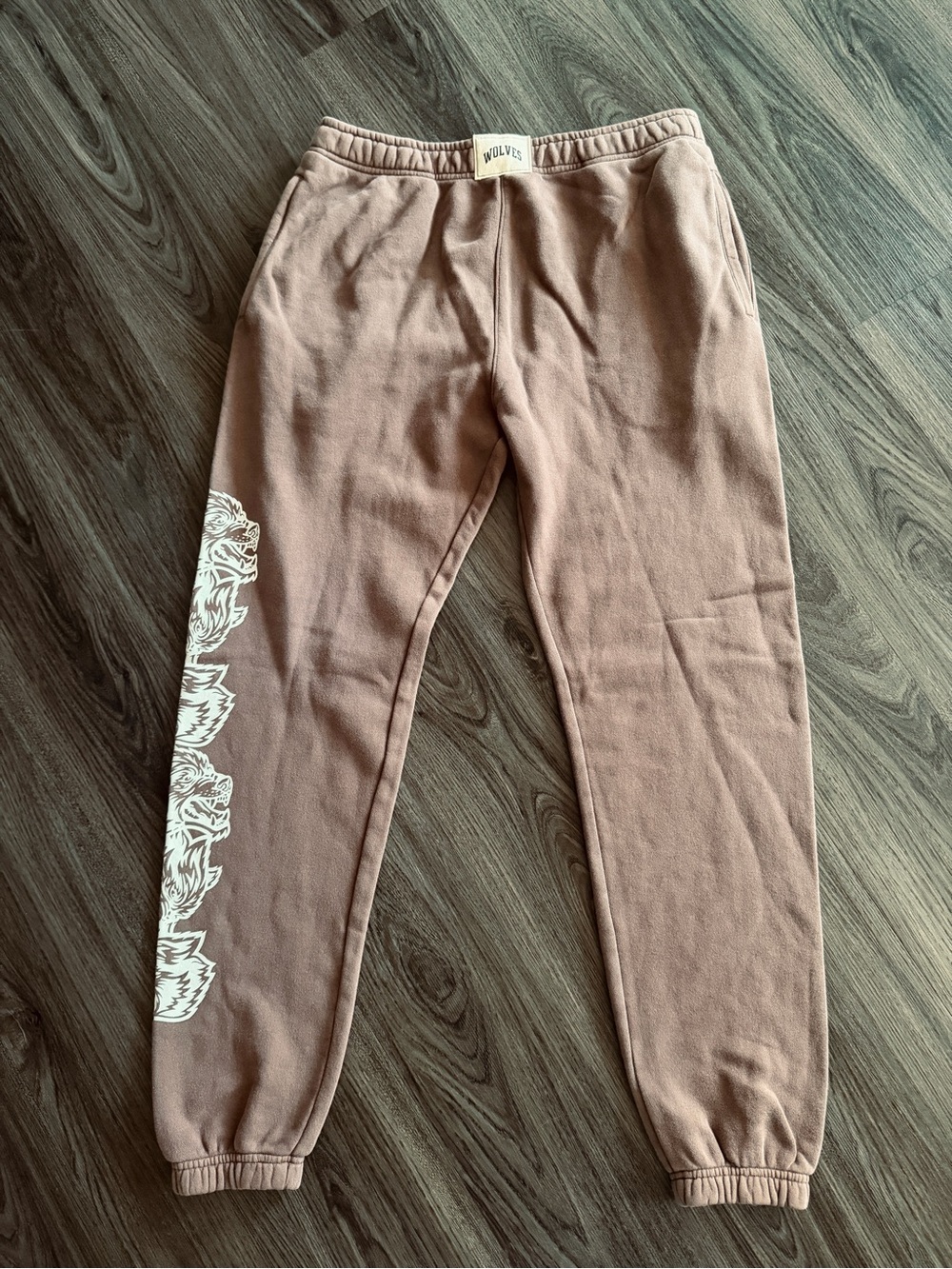 SHE Darc Sport Brown Joggers with White Side Graphic Wolves